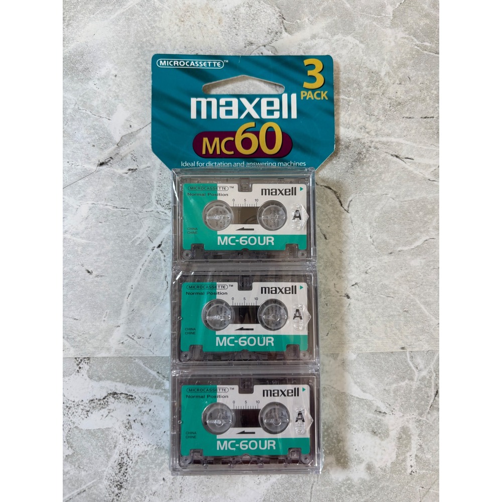 Maxell MC-60 Microcassette 3 Pack Normal Position MC-60UR Audio Voice Recording